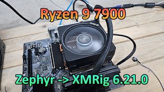 AMD Ryzen 9 7900  Zephyr Hashrate amp Profit XMRig 6210 [upl. by Ailefo]