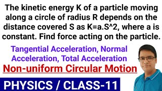 The Kinetic Energy K of a particle moving along circle of radius R depends on distance covered S [upl. by Netsrak722]