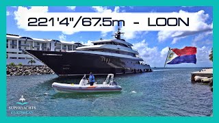 221’4’’675m Superyacht LOON 221 ex ICON pays her first visit to St Maarten  4K [upl. by Otreblon]