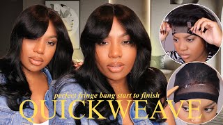 HOW TO NO LEAVE OUT QUICKWEAVE  CURTAIN BANG METHOD Ft BeautyForever [upl. by Witt888]