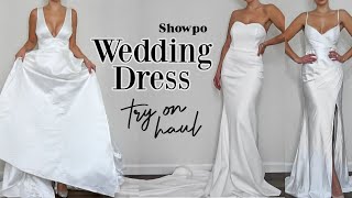 SHOWPO TRY ON HAUL  Affordable Wedding Dresses 🤍 [upl. by Ludwigg41]