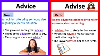 ADVICE vs ADVISE 🤔 Whats the difference  Learn with examples [upl. by Brianna454]