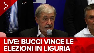 LIVE Elezioni regionali in Liguria vince Bucci La conferenza stampa diretta video [upl. by Orabel]