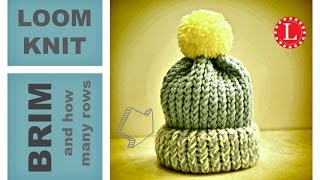 LOOM KNITTING HAT BRIM  How to Make a Folded Brim  How Many Rows [upl. by Sollars]