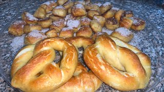 Soft pretzel recipe New York style pretzel Cinnamon bites pretzels احسن وصفة بريتزل [upl. by Marka]