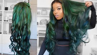 2 Step Easy DIY Lace Wig Tutorial  MERMAID GREEN 😍  Alipearl [upl. by Lebiram]