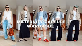 BUILDING A MATERNITY CAPSULE WARDROBE  Stylish Pregnancy Outfit Ideas [upl. by Ahcarb]