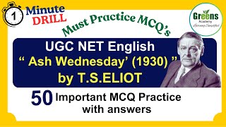 quotAsh Wednesday quot Poem by TSELIOT  UGCNET  SET English MCQ Practice quiz  UPSC English [upl. by Hedvige]