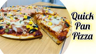 No oven pan pizza  pizza doughquick chicken mortadella pizza [upl. by Shulock]