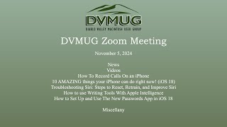 DVMUG Zoom Meeting 11524 [upl. by Leah]