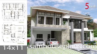 SketchUp Modern Home Design Plan Size 14x11m [upl. by Philemol]