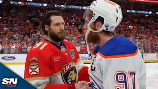 Oilers And Panthers Exchange Handshakes After SevenGame Stanley Cup Final [upl. by Arrik]