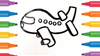 How to draw a Aeroplane step by step  Aeroplane drawing and coloring for kids  kids drawing [upl. by Erme]