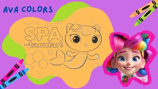 Speed Coloring 🐈🧜‍♀️ MerCat from Gabby’s Dollhouse Coloring Book l Ava Colors [upl. by Gunthar]