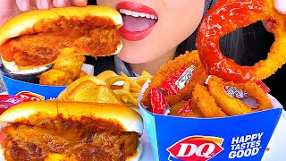 ASMR CHILI CHEESE HOTDOG ONION RINGS amp ROTISSERIE CHICKEN BITES  DAIRY QUEEN MUKBANG  ASMR Phan [upl. by Proud]