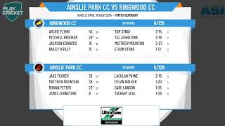 Ainslie Park CC v Ringwood CC [upl. by Prospero]