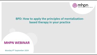 BPD How to apply the principles of mentalizationbased therapy in your practice [upl. by Steffy]