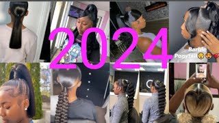 New and latest sleek ponytail weave hairstyles for black women 2024cute high and low ponytails [upl. by Nylynnej]