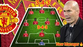 ZIDANE TAKES CHARGE🔥🔥 SEE MANCHESTER UNITED NEW Predicted 343 Formation Under Zidane Season2425 [upl. by Nadnarb]