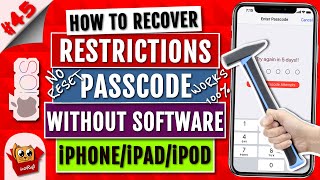 Recover Restrictions Passcode Without SoftwareiPhone XXsXsMax8765iPadiPod  iOS 11109 [upl. by Gnurt200]