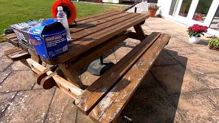 Restoring Battered Wooden Garden Table In Turbo Timelapse [upl. by Norej218]