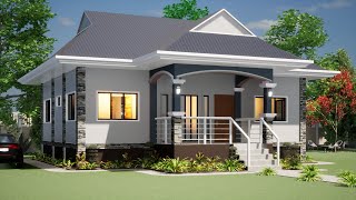 BUNGALOW HOUSE DESIGN WITH FLOOR PLAN l SMALL 3 BEDROOM HOUSE l SIMPLE YET ELEGANT [upl. by Nirrac466]