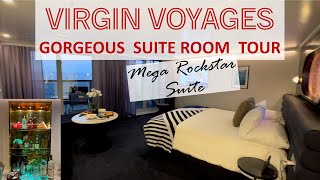 Gorgeous Mega Rockstar Suite Tour  Valiant Lady Stateroom 15275A  Virgin Voyages [upl. by Ruthie923]