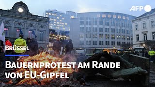 Wütende Bauern blockieren Europaviertel in Brüssel  AFP [upl. by Neehahs]