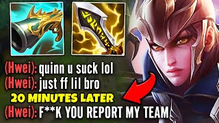 TRASH TALKING HWEI GETS DESTROYED BY MY FULL CRIT QUINN BUILD HE WAS MALDING [upl. by Dranoel]