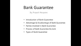 Bank Guarantee Full Video Introduction Parties Process amp Types [upl. by Brittaney]