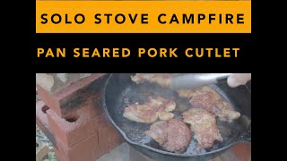 Cooking Pan Seared Pork Cutlet in a Cast Iron Pan on a Solo Stove Campfire [upl. by Braeunig]