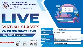 Intermediate Paper 6AFM amp SM  Topic Introduction amp Sources of Finance  Session 2  13 Sep 2024 [upl. by Merrow549]