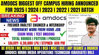 🔥Amdocs Official Hiring Announced  WFH  Fresher Job  OFF Campus Drive 2025 2024 20232021 Batch [upl. by Rola]