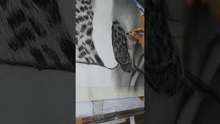 Leopard drawing charcoal pencil on paper charcoaldrawingtutorial art drawing [upl. by Iatnohs798]