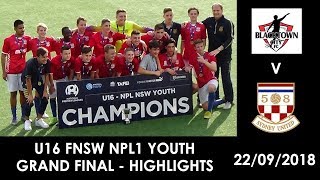 Highlights  22092018 Sydney United 58 FC vs Blacktown City FC U16 Grand Final [upl. by Nho]