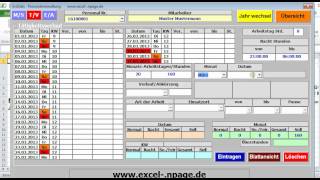 Personalverwaltung mit Excel Zeit erfassen berechnen auswertenavi [upl. by Richers]