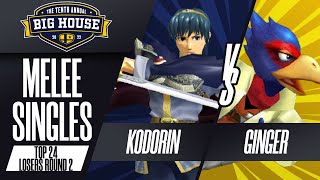 KoDoRiN vs Ginger  Melee Singles Top 24 Losers Round 2  The Big House 10  Marth vs Falco [upl. by Leshia]