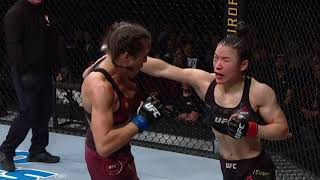 Zhang Weili vs Joanna Jedrzejczyk  All significant strikes [upl. by Fabyola221]