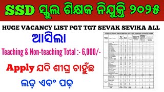 SSD PGT TGT Sevak Sevika Huge Vacancy List Published  SSD Recruitment 2024  cine tv odisha [upl. by Tnecnev407]