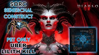 Diablo 4  Sorcerer Seneschal Construct Pet ONLY Uber Lilith Kill Season 3 [upl. by Frederica]