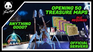 Big TREASURE MAP Opening  50 Maps Open With Liopleurodon Buff  ARK Survival Ascended [upl. by Vanya217]