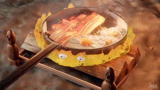 Howls Moving Castle  Calcifer cooking breakfast in 3D  5 minute Loop [upl. by Worl138]