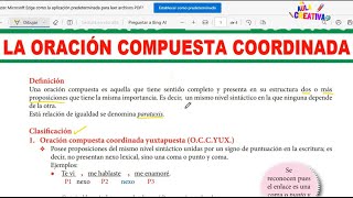 La Oración Compuesta Coordinada  Definición y Ejemplos 2do Secundaria [upl. by Llerehs]