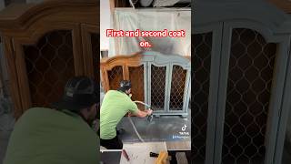 First and second coat on this Thomasville China Cabinet sidehustle furnitureflip money diy [upl. by Matusow]