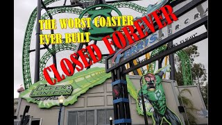 Worst Coaster Ever Built is Closed Forever Green Lantern First Flight at Six Flags Magic Mountain [upl. by Waverley709]