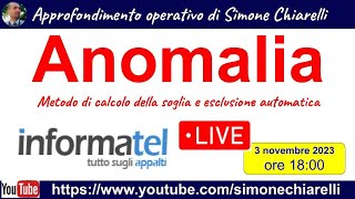 Anomalia negli appalti metodo di calcolo  Chiarelli  webinar gratuito con INFORMATEL [upl. by Benedict931]