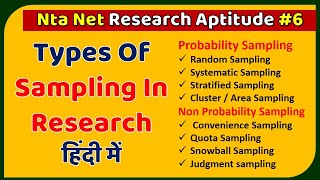 Types of Sampling In Research In Hindi ll Nta Ugc Net Paper 1st June 2020 [upl. by Paxton827]