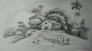 How to Draw Easy and Simple Landscape For Beginners with PENCIL [upl. by Ivers418]