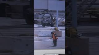 Funny Aircraft Marshaller at San Francisco Airport guiding parking position Shorts SFO funny [upl. by Aihsatan]