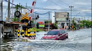 Rawan Banjir Perlintasan KA Kaligawe Kota Semarang Jawa Tengah 2023 [upl. by Vanzant]